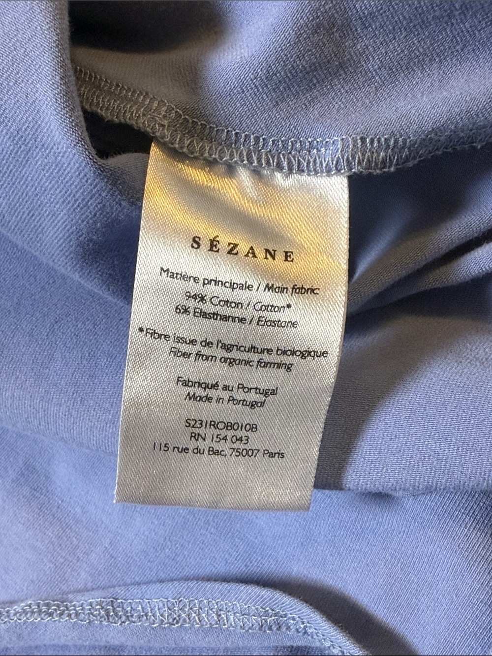 Sézane Pippa Vintage Blue Organic Cotton Tie Midi Maxi Dress XXL Flawed - Picture 9 of 11